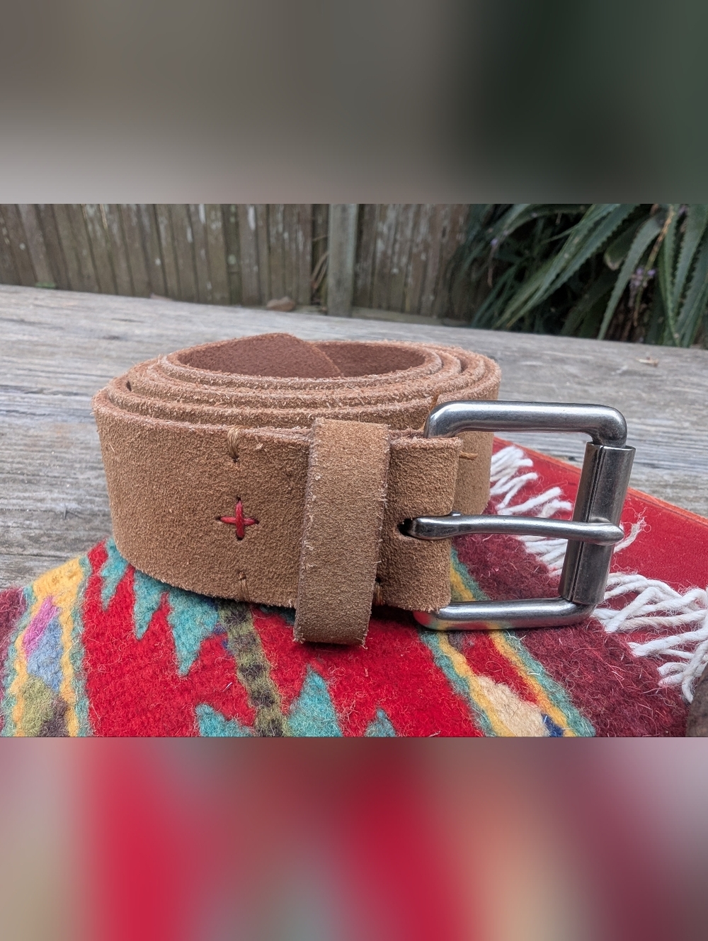 Damen + Hastings Brown Suede Leather Belt Size 38-40